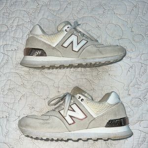 White and Grey New Balance 574s